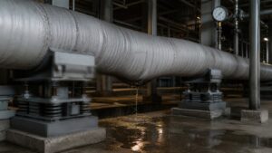 Condensate accumulation and water hammer risk in an industrial steam line